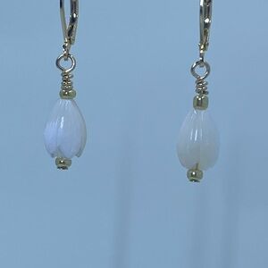 Elegant Gold and White Drop Earrings